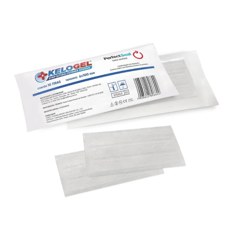 Tira Sutura Kelogel Strip 6Mmx100Mm Ponto Falso 10 Tiras