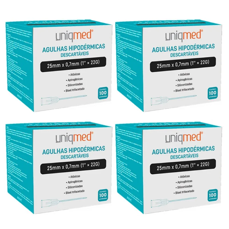 Kit 400UN agulha hipodermica 25X0,7MM uniqmed