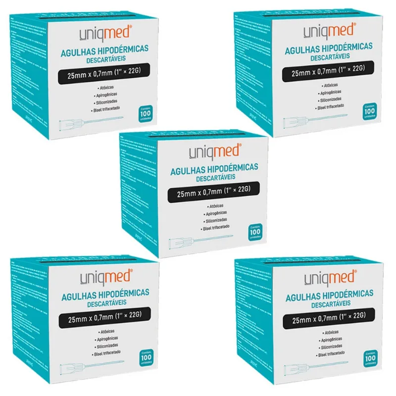 Kit 500UN agulha hipodermica 25X0,7MM uniqmed
