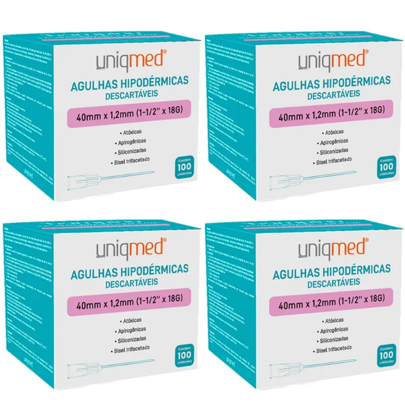 Kit 400UN agulha hipodermica 40X1,2MM uniqmed