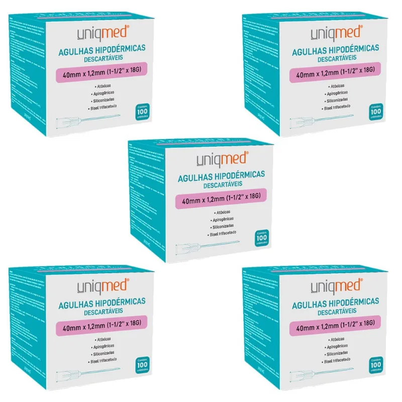 Kit 500UN agulha hipodermica 40X1,2MM uniqmed