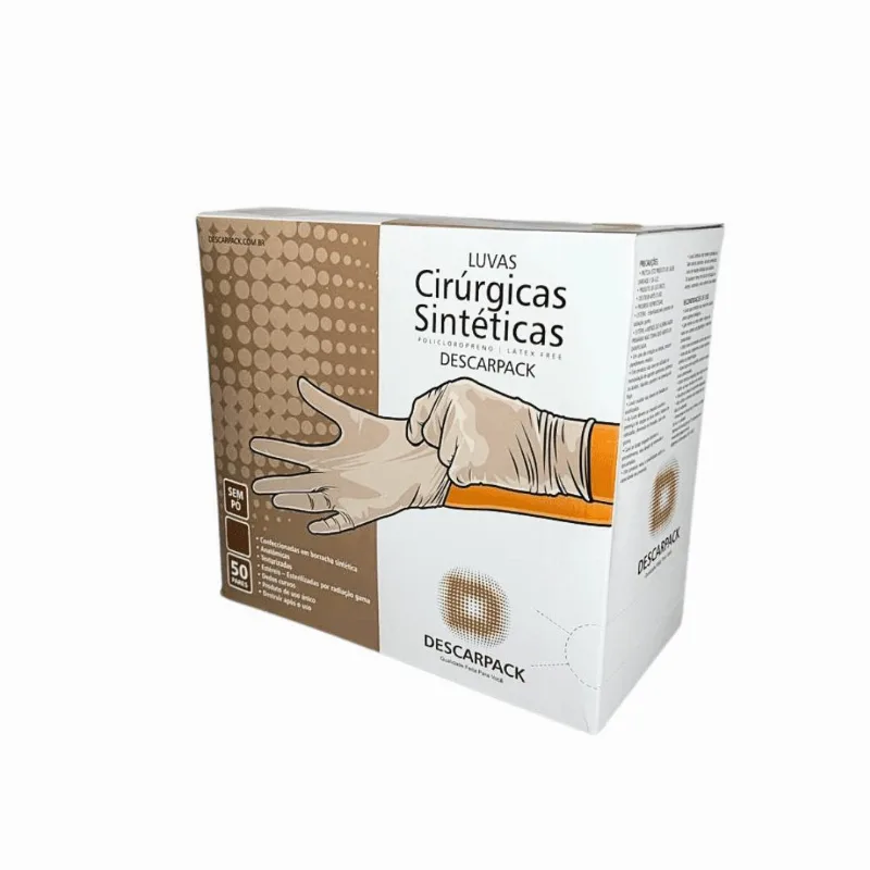 Kit Luvas Sintética Cirúrgicas Policloropreno 200un Tam. 6,5