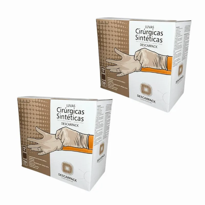 Kit Luvas Sintética Cirúrgicas Policloropreno 200un Tam. 7,5