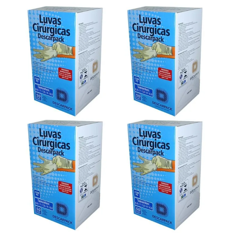 Caixa Master Luvas Estéreis Cirúrgicas Descarpack 200 Pares