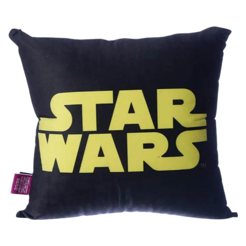 Almofada Fibra Veludo 40x40cm - Star Wars Logo e Estrela da Morte - Zona Criativa