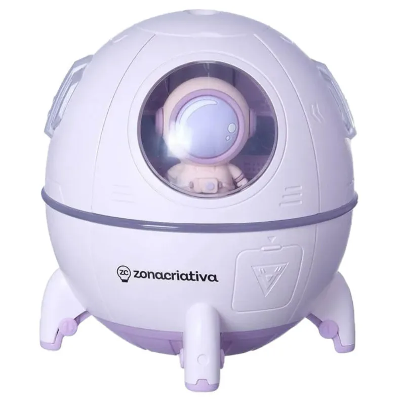 Luminária Zonacriativa Com Umidificador Amizade Astronauta Rosa (MP)
