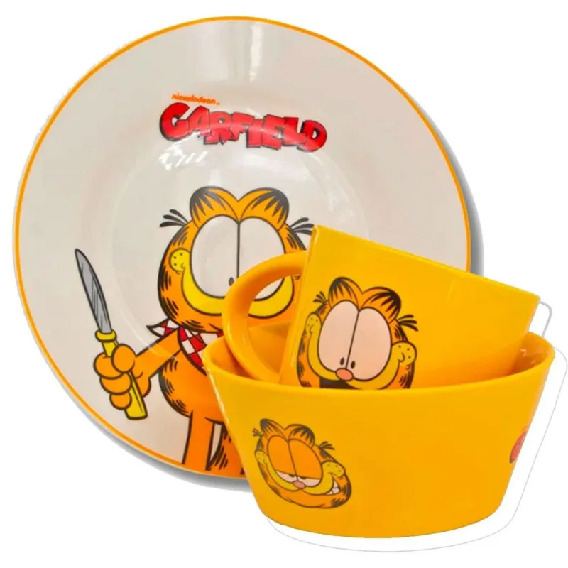 Kit Alimentação Zonacriativa Garfield Box Cerâmica 3 Peças (MP)