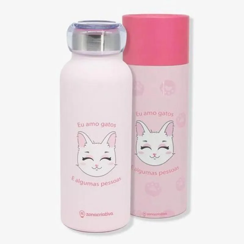 Garrafa Bubble Eu Amo Gatos Zonacriativa 500ml (MP)