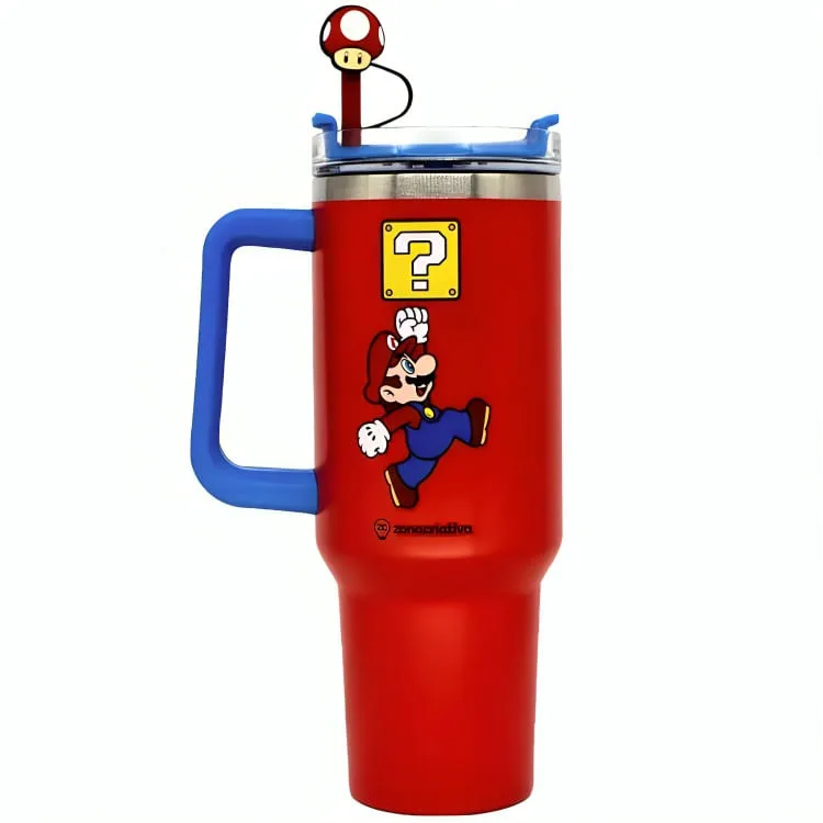 Canecão Tumbler Super Mario Inox Com Canudo E Pingente - LC