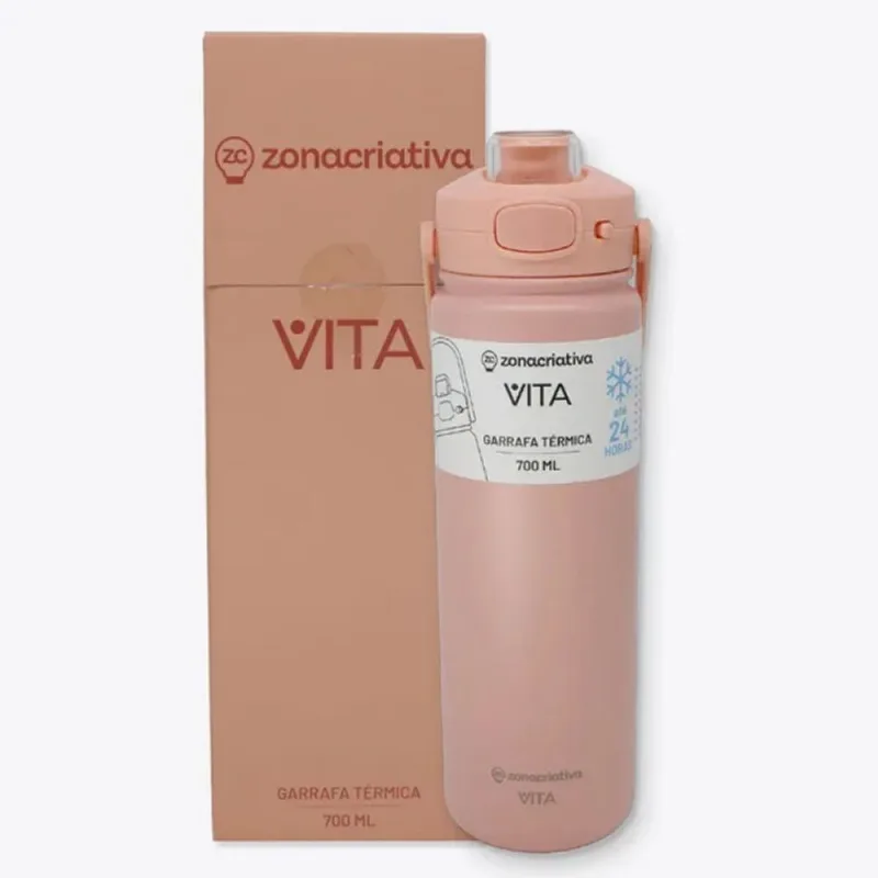 Garrafa Térmica Vita Goiaba 700ml em Aço Inox Zona Criativa