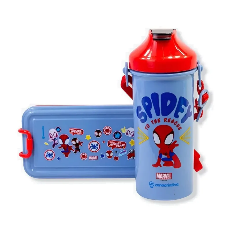 Kit Lanche Box Spider Man Marmita+Garrafa 500ml ZonaCriativa