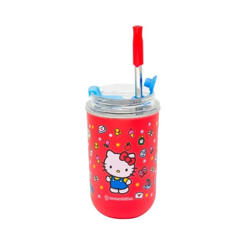 Copo Neo Zonacriativa Com Canudo Hello Kitty 300ml Inox 5963 (MP)