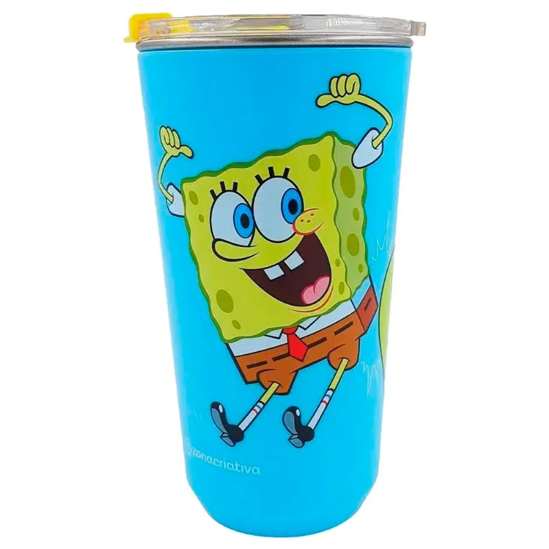 Copo Sky Bob Esponja E Patrick Com Tampa Zonacriativa 500ml (MP)