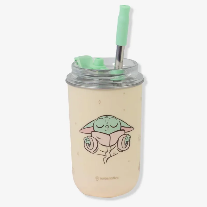 Copo Neo Com Canudo Baby Yoda - Star Wars