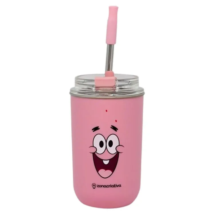 Copo 300ml Neo Patrick Estrela Com Canudo Inox Tampa - LC