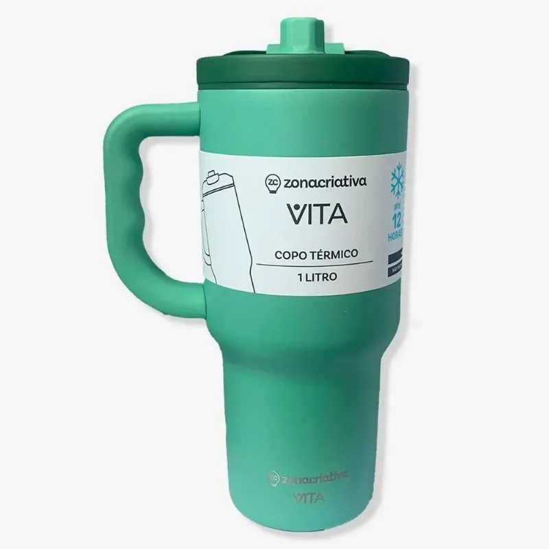 Copo Térmico Tumbler Zonacriativa 1 Litro Vita Hortelã (MP)