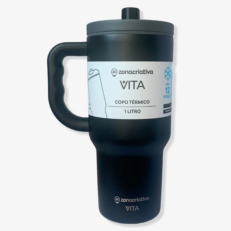 Canecão Tumbler 1l Vita Lunar Preta - LC
