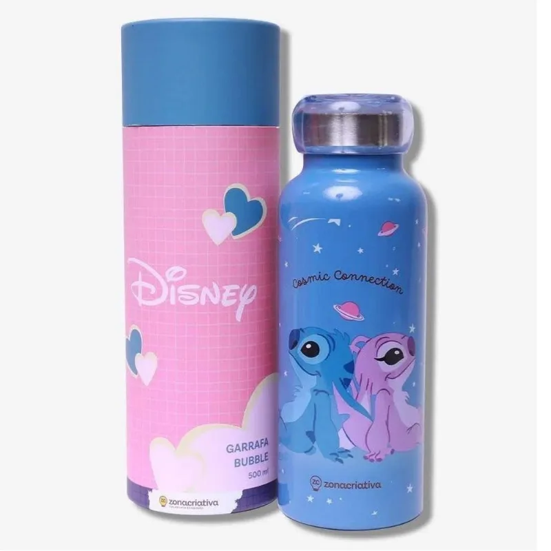 Garrafa Bubble Aco Inoxidavel Stitch E Angel Namorados 500ml