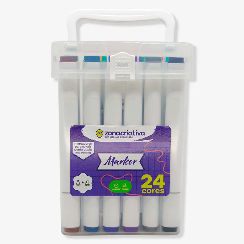 Kit Canetas Ponta Dupla Para Colorir 24un – Zonacriativa
