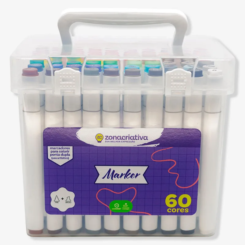 Kit Canetas Ponta Dupla Para Colorir 60un – Zonacriativa