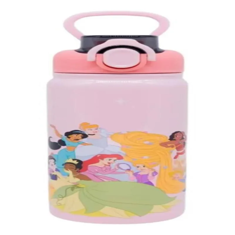 Garrafa Galaxy Princesas 650 Ml C Canudo Tampa Zonacriativa
