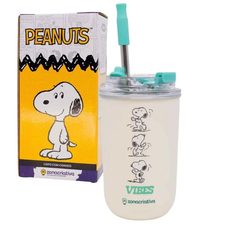 Copo Térmico Snoopy Neo 300mL Com Canudo Original Peanuts, Zona Criativa