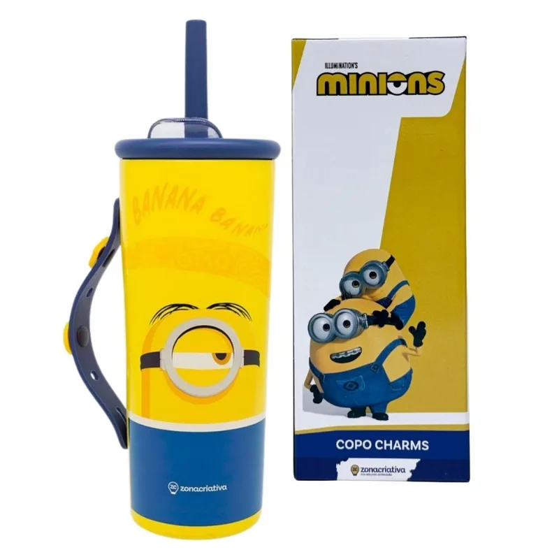 Copo Térmico Charms Tampa Alça 600ML MINIONS - Zona Criativa