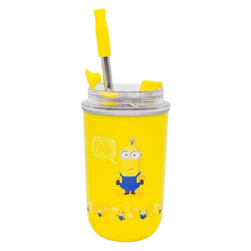 Copo Inox c/ Canudo e Tampa 300ML MINIONS - Zona Criativa