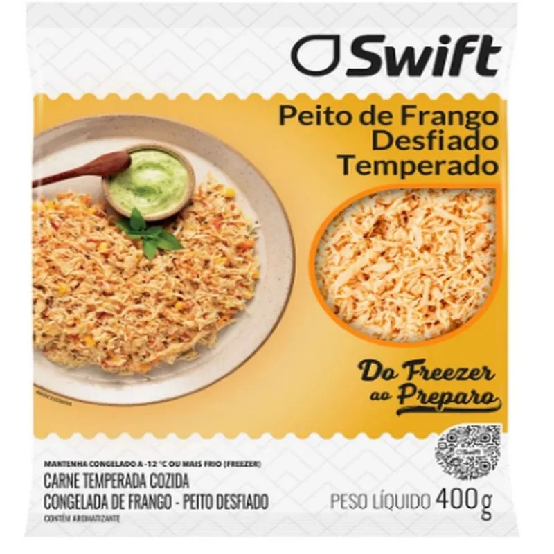 Peito de Frango Swift Desfiado Temperado Congelado 400g