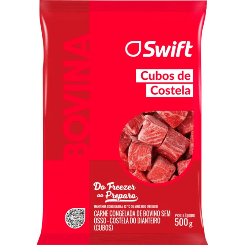 Carne Bovina Cubos de Costela Swift Congelada 500g
