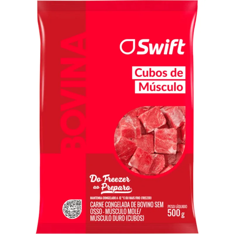 Carne Bovina em Cubos Músculo Swift Cong 500g