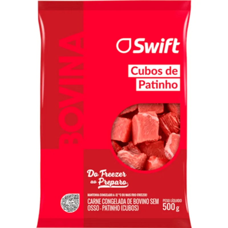 Carne Bovina em Cubos Patinho Swift Congelada 500g