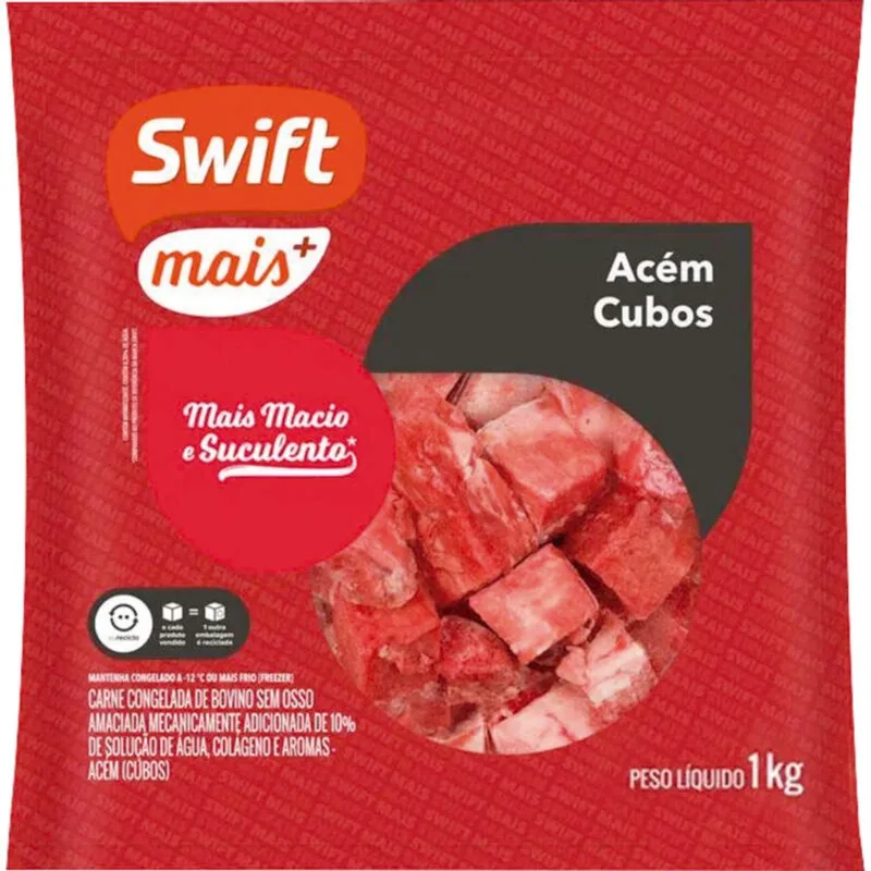 Cubos de Carne Bovina Acém Swift Mais Cong 1kg