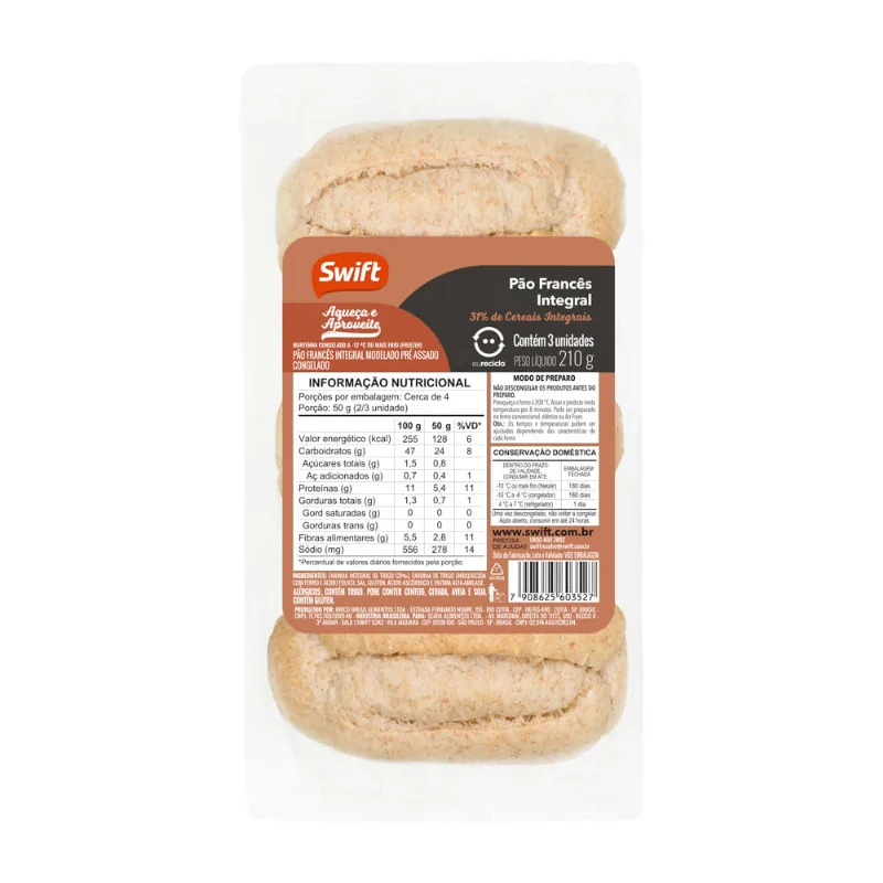Pão Francês Integral Swift 210g