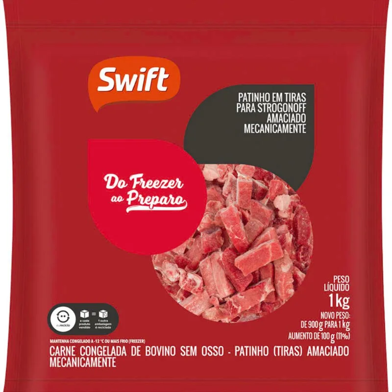 Carne Bovina Patinho em Tiras Swift Congelada 1kg