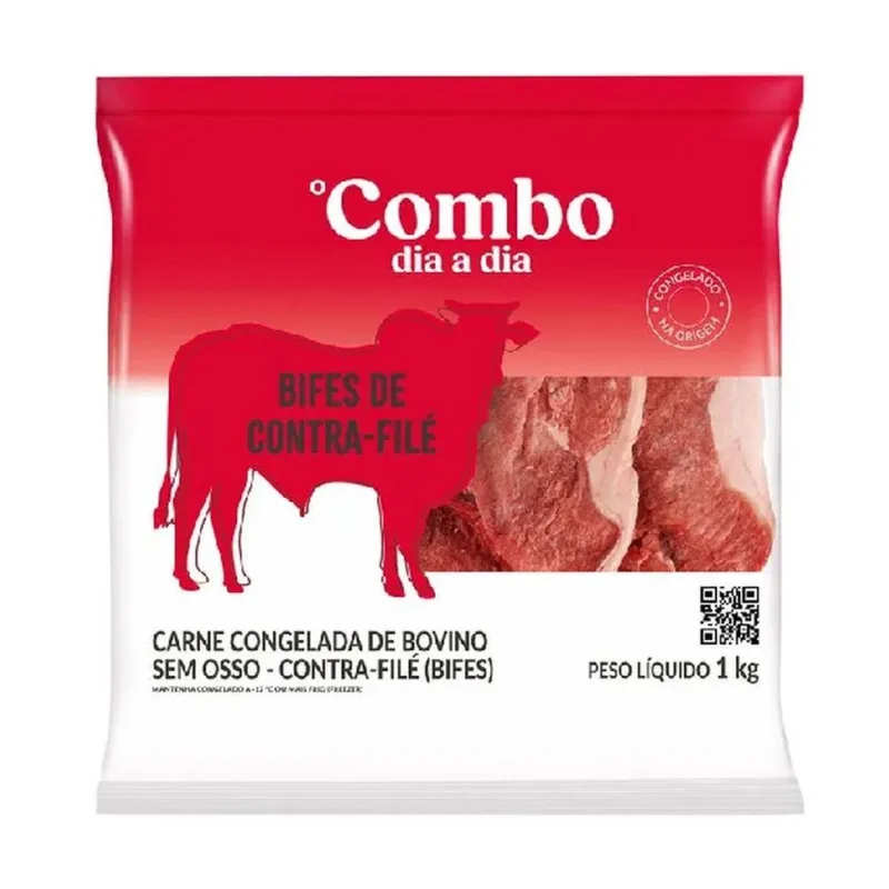 Contra Filé Bovino Swift em Bife Combo Dia a Dia Congelado 1kg