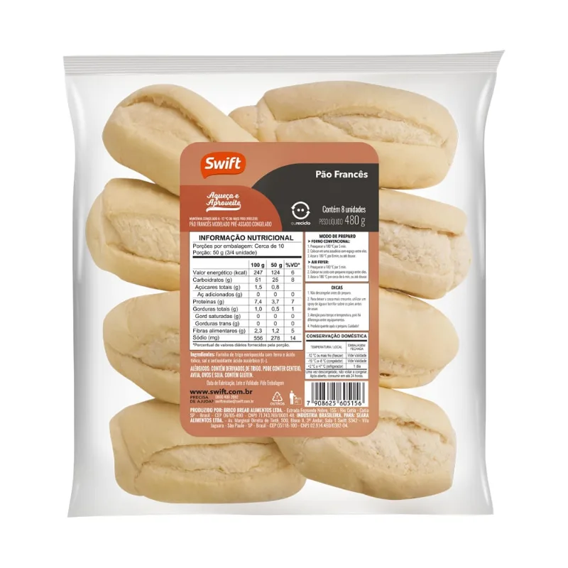 Pão Francês Congelado Swift 480g