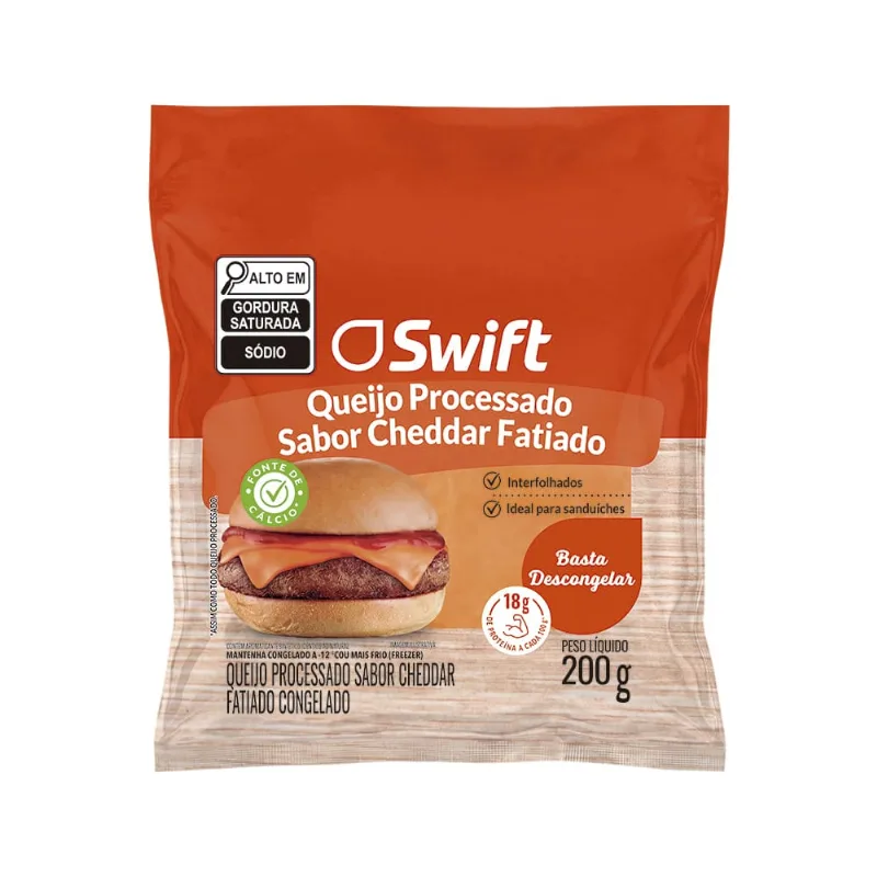 Queijo processado fatiado Cheddar Swift 200g