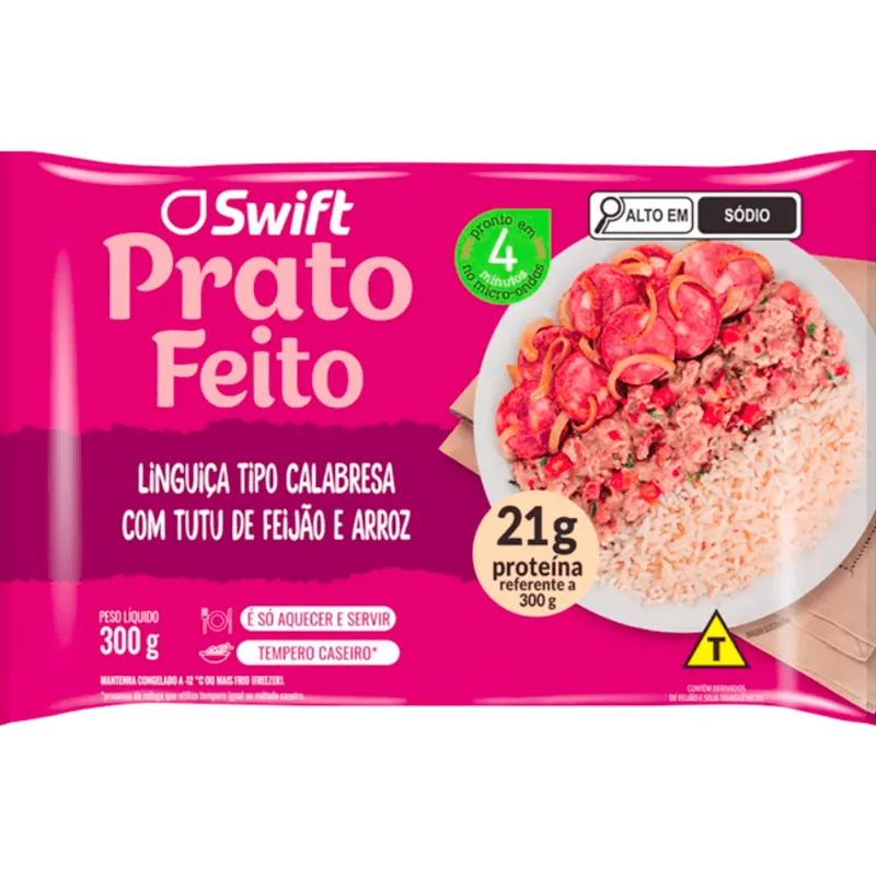 Prato Feito Swift Cong Linguiça Calabresa com Tutu de Feijão e Arroz 300g