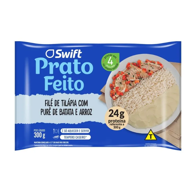 Prato Feito Swift Filé de Tilápia/Purê De Batata e Arroz Congelado 300g