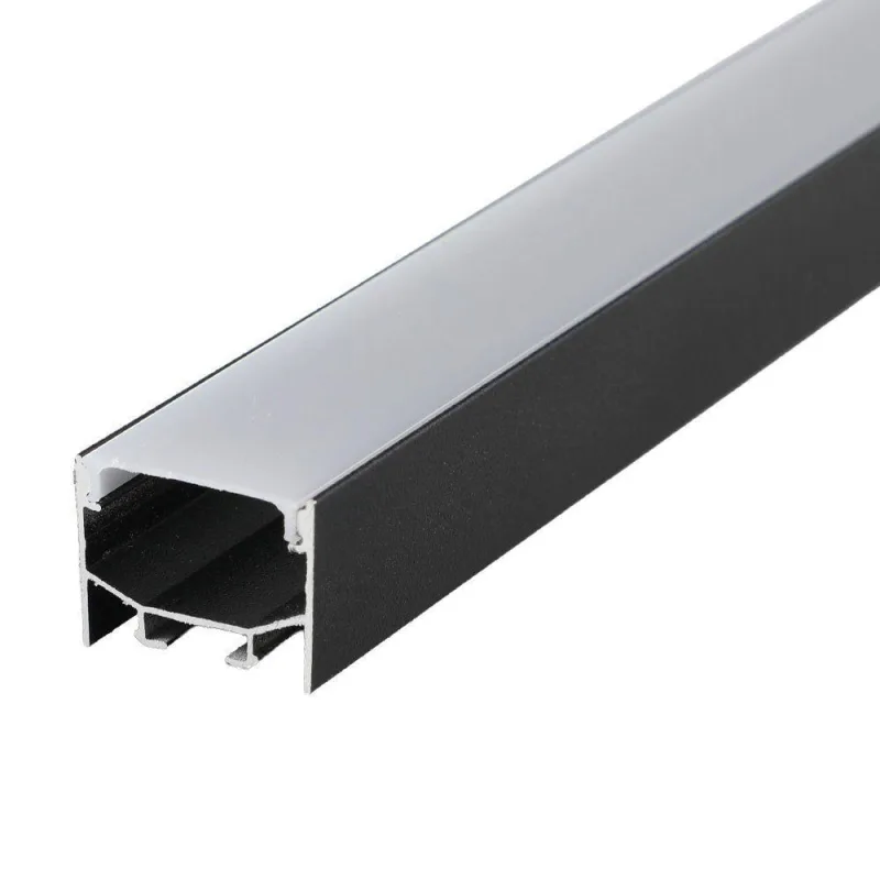 Perfil de Sobrepor Fita LED Brise 23mm Alumínio e PC Preto Nordecor Iluminação - NORDECOR