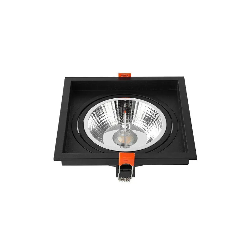 Spot De Embutir Recuado Nordecor Loyo Para 1 Lâmpada Ar111 Gu10 Quadrado Preto - NORDECOR
