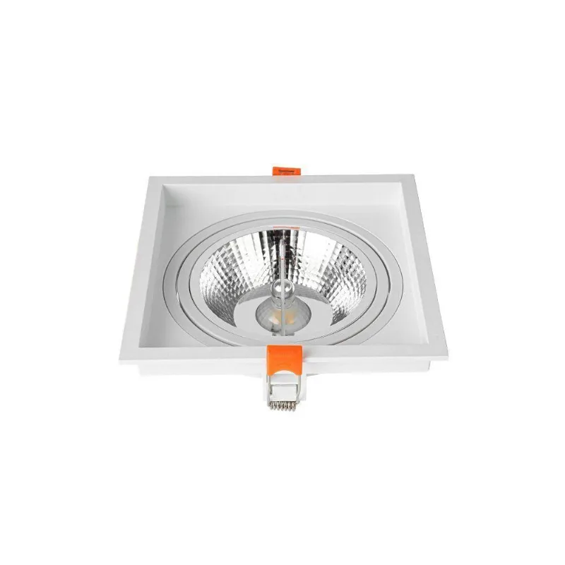 Spot De Embutir Recuado Nordecor Loyo Para 1 Lâmpada Ar111 Gu10 Quadrado Branco - NORDECOR