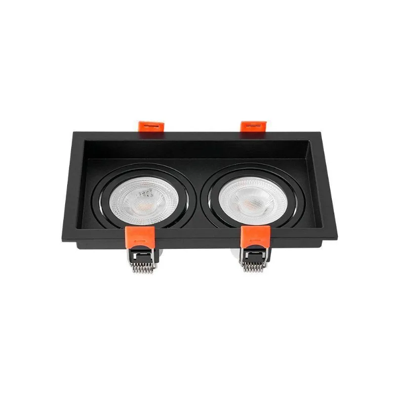 Spot De Embutir Recuado Nordecor Loyo Para 2 Lâmpadas Gu10 Mr16 Preto - NORDECOR