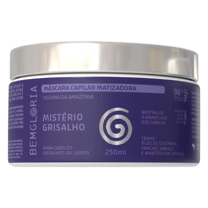 Máscara Capilar Matizadora Cabelos Grisalhos BemGlória 250ml