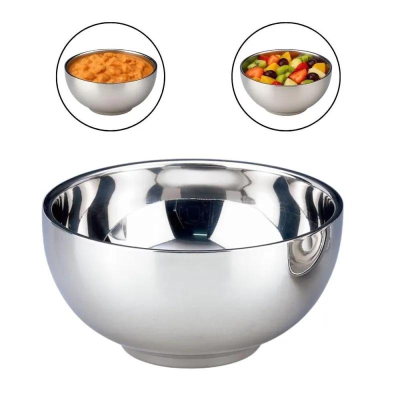 Tigela Inox Lisa Dupla Camada 14CM com Isolamento Térmico para Alimentos Quentes e Frios Inox Losan - OUTRAS - Utilidades Domesticas