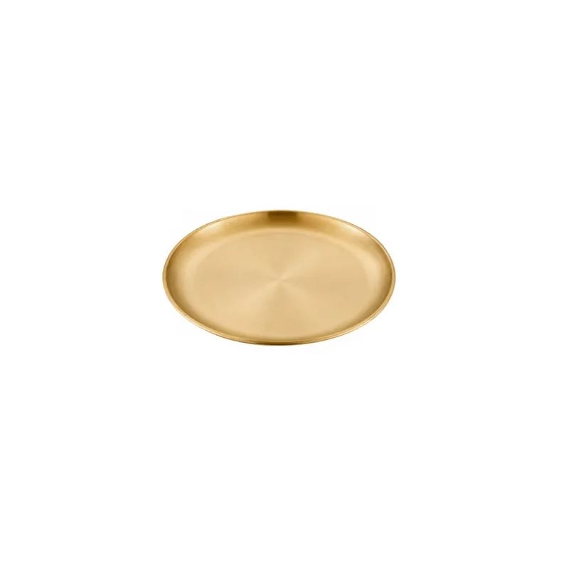 Prato Raso Dourado Sobremesa Lanche Buffet Aço Inox 17cm - KeHome