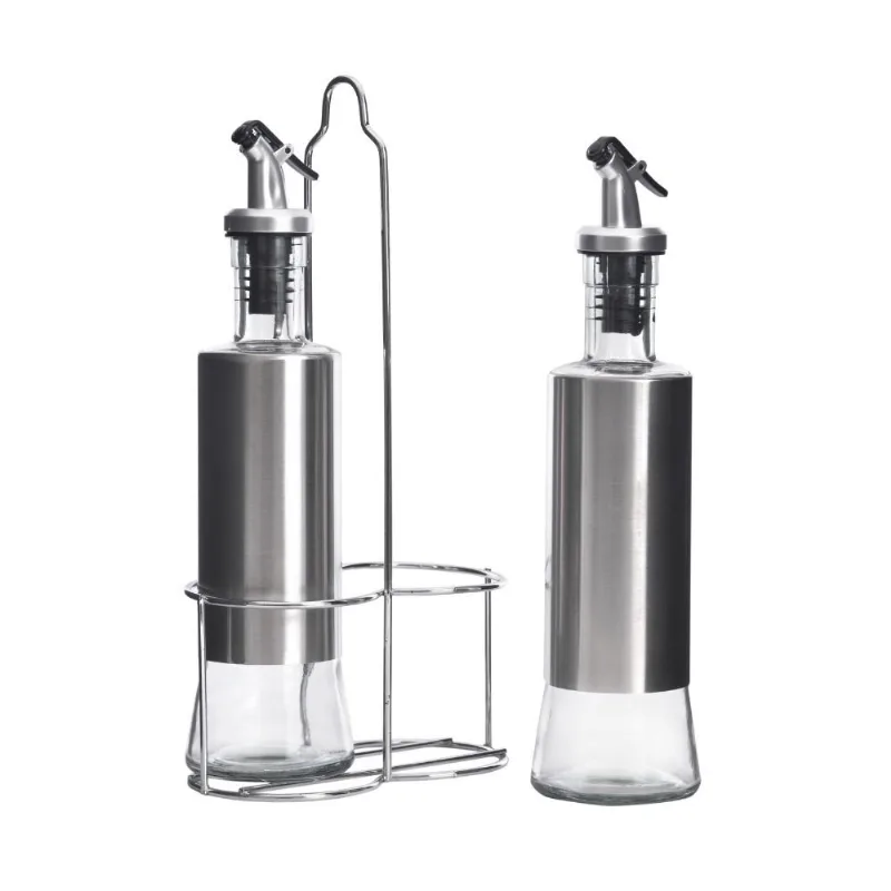 Conjunto Galheteiro Wincy De Vidro E Inox Com Suporte 3 Peças 350ml Sleek (MP)