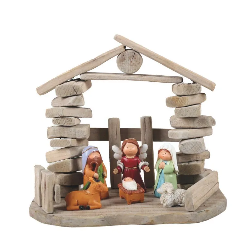 Presépio De Natal Em Resina Dogum Decoração 1peça 27x16x25cm