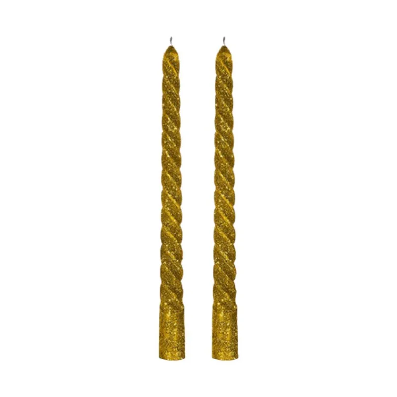 Vela Wincy Espiral 2 Peças 25cm Glitter Dourado (MP)